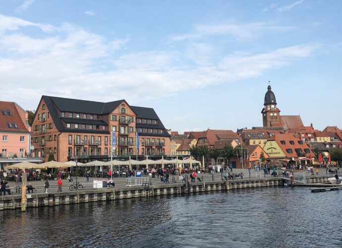 waren mueritz, city port, views of st mary's church