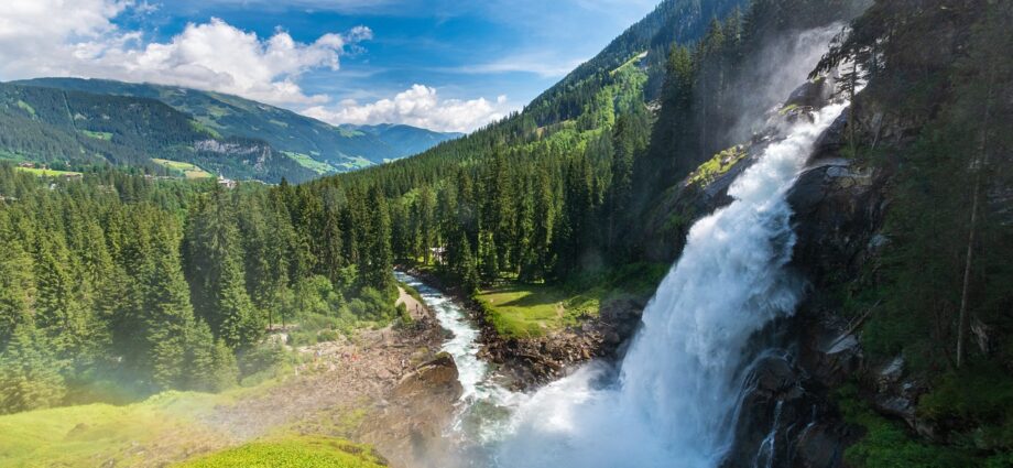 nature, waterfall, alps