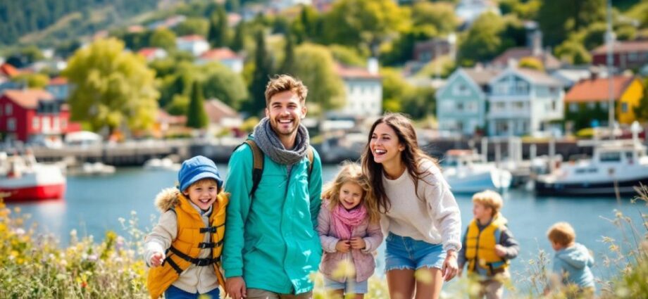 Familie mit Kindern in Stavanger bei Outdoor-Aktivitäten.