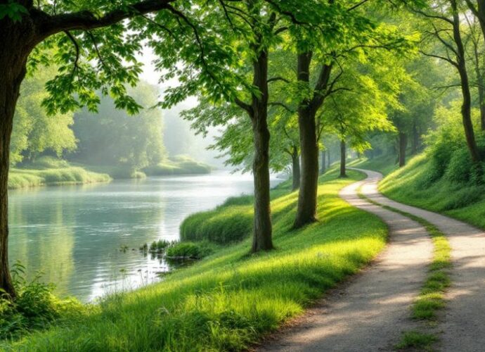 Idyllischer Rundweg am Weißensee mit Natur und Wasser.