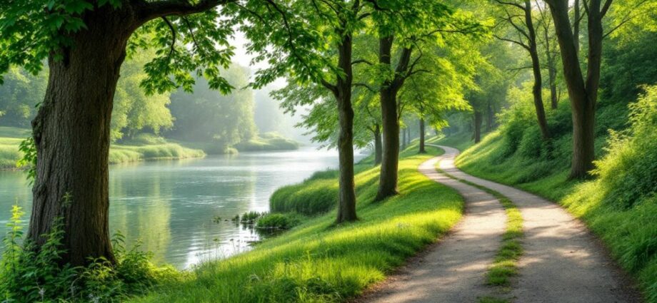 Idyllischer Rundweg am Weißensee mit Natur und Wasser.